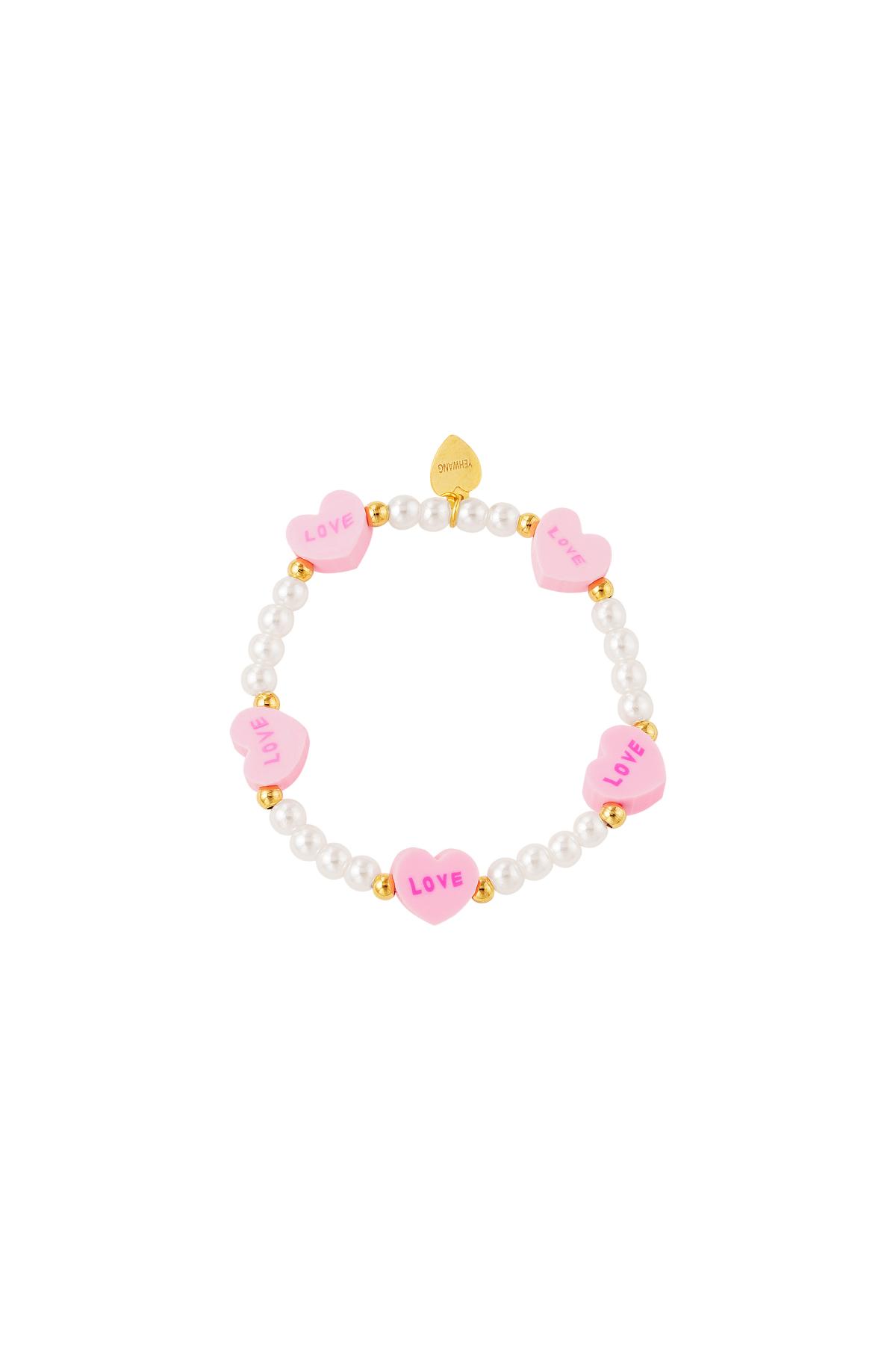 Kids - bracelet coeurs d'amour - Collection Mère-Fille Rose Perle