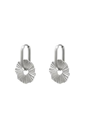 Earrings abstract flower Silver Stainless Steel h5 