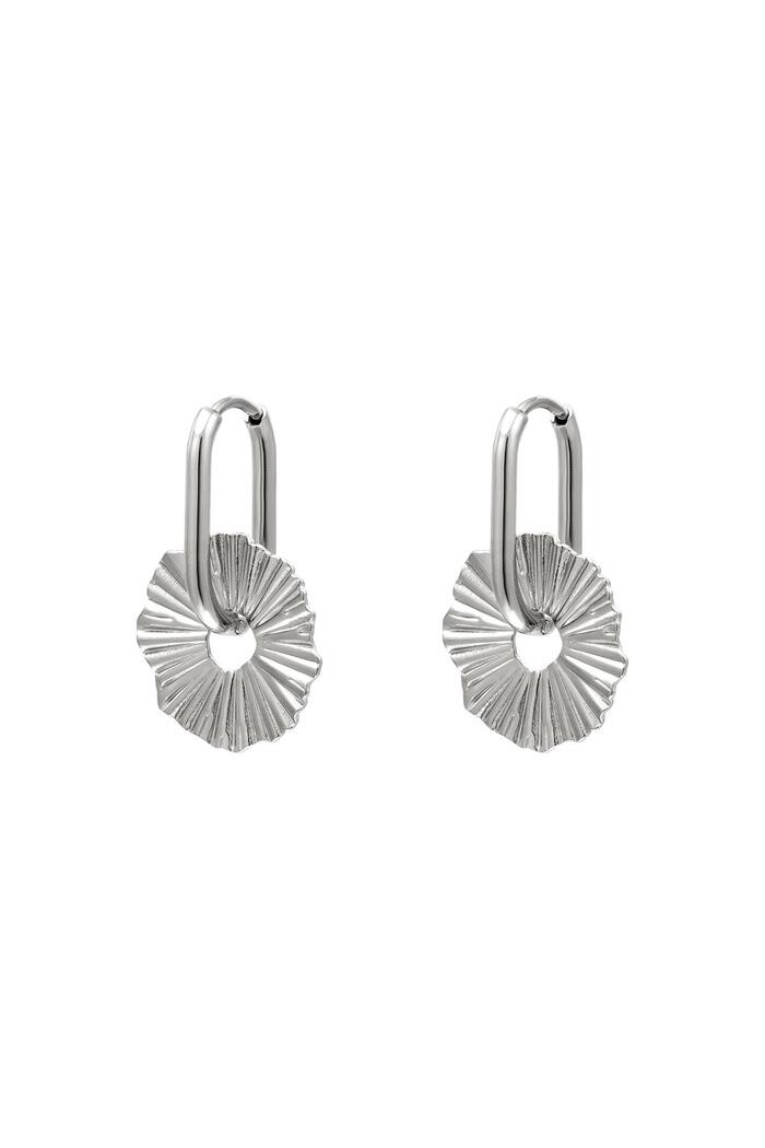Earrings abstract flower Silver Stainless Steel 