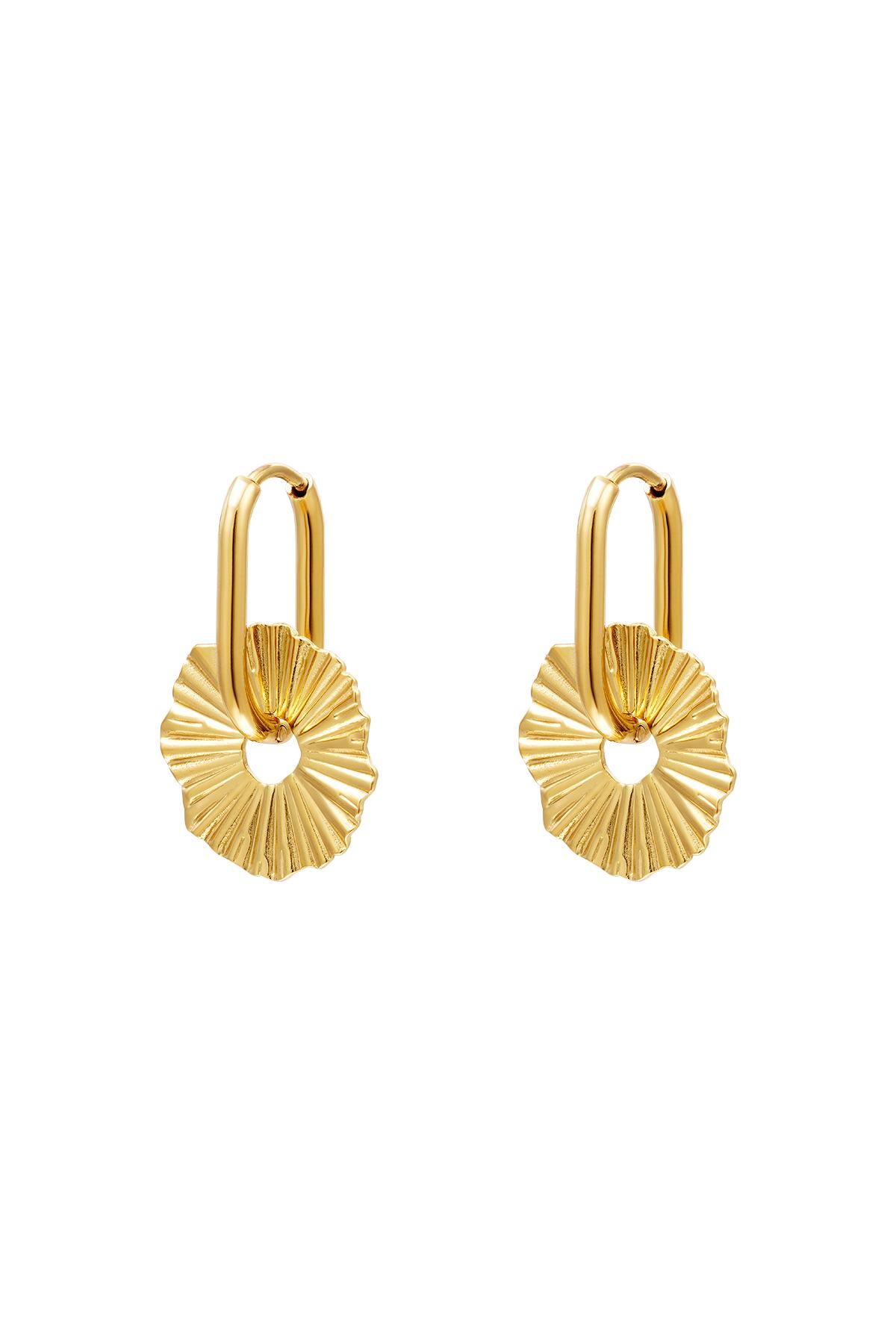 Earrings abstract flower Gold Color Stainless Steel 2