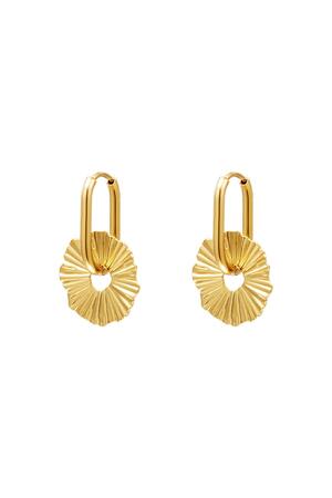 Earrings abstract flower Gold Stainless Steel h5 
