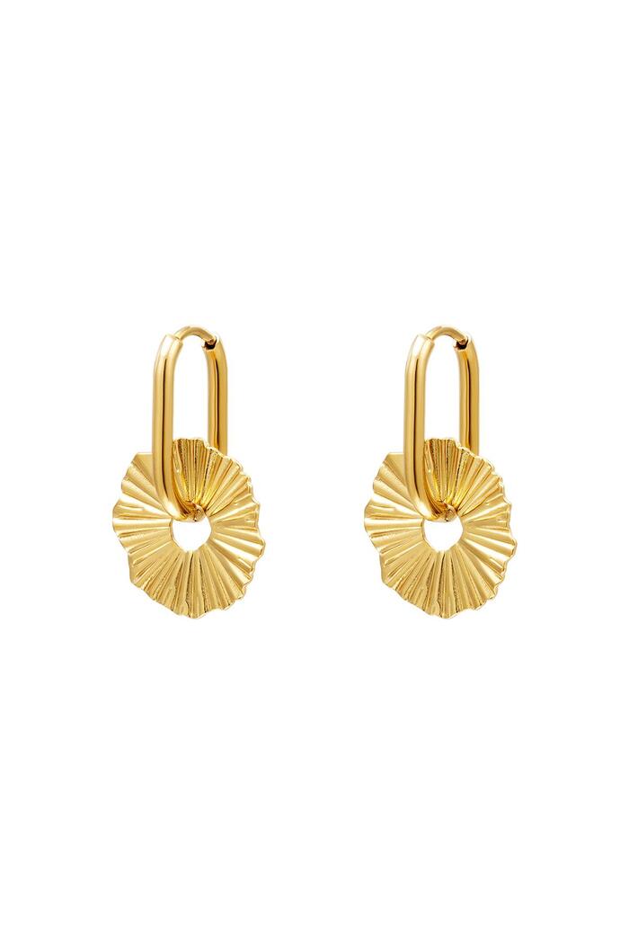Earrings abstract flower Gold Stainless Steel 