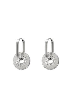 Stainless steel earrings with heart coin Silver h5 
