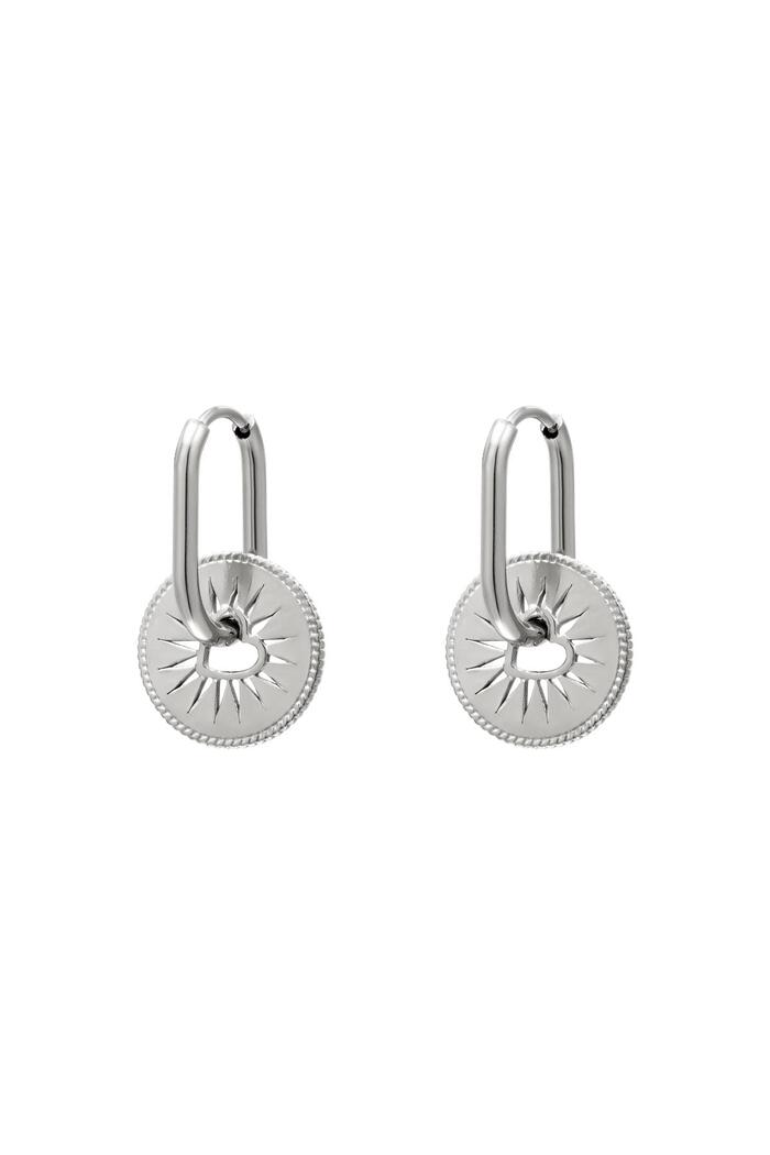 Stainless steel earrings with heart coin Silver 