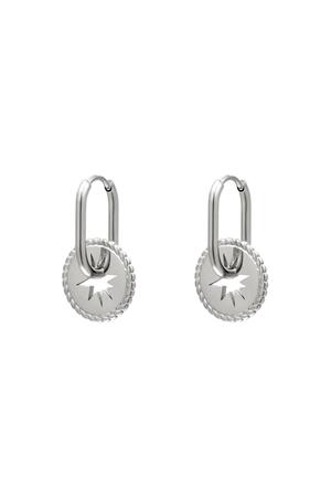 Stainless steel earrings with star coin Silver h5 