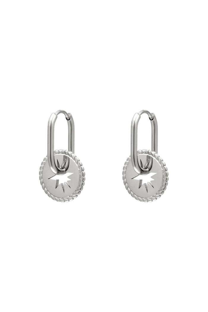 Stainless steel earrings with star coin Silver 