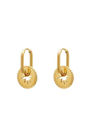 Stainless steel earrings with star coin Gold h5 