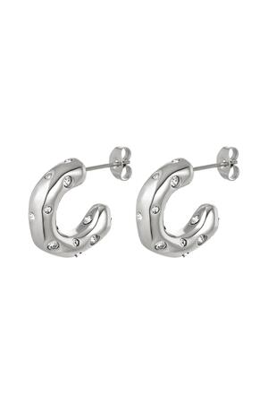 Earrings zircon stone Silver Stainless Steel h5 