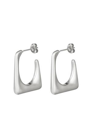 Earrings funky rectangle Silver Stainless Steel h5 