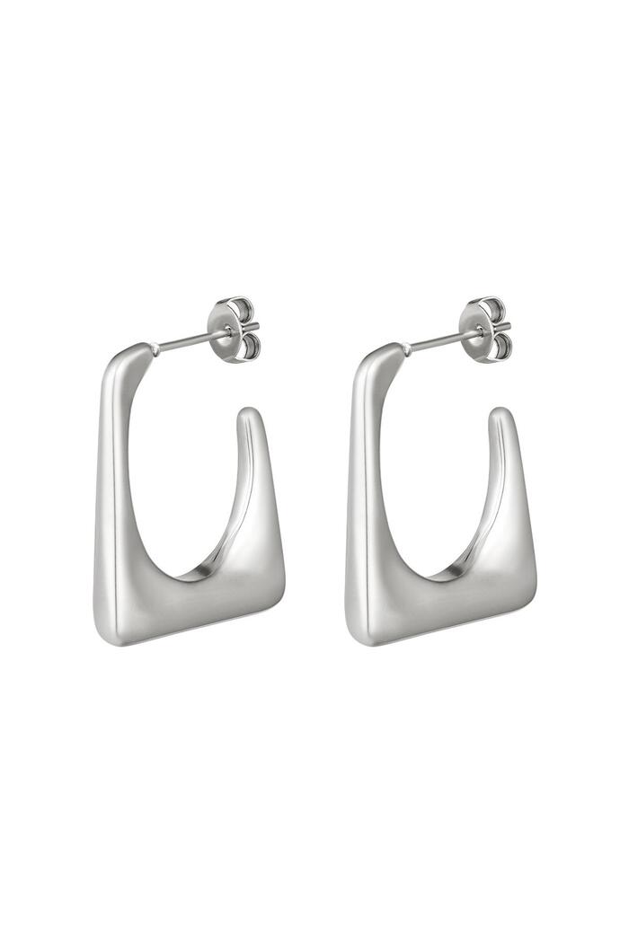 Earrings funky rectangle Silver Stainless Steel 