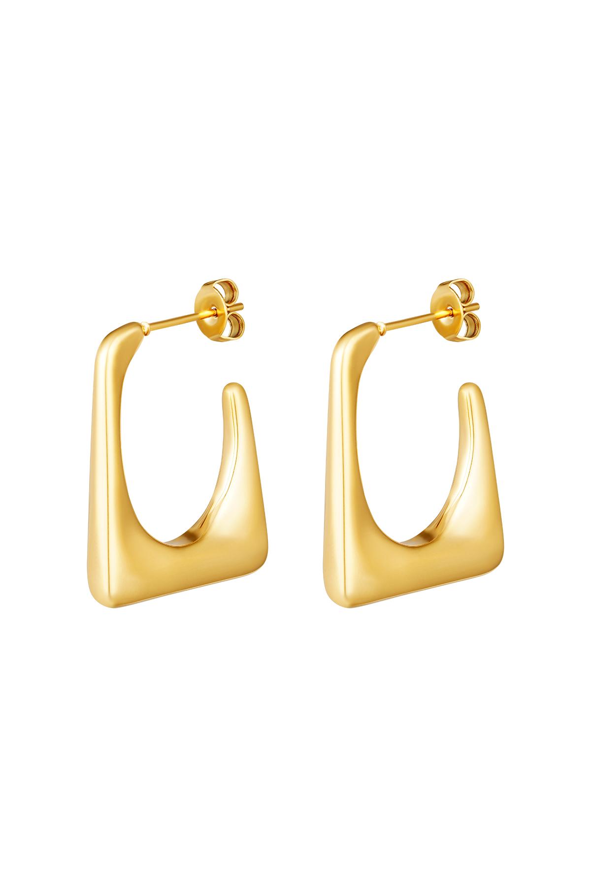 Earrings funky rectangle Gold Stainless Steel 