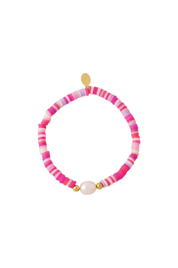 Colourful pearls bracelet - #summergirls collection Rose polymer clay