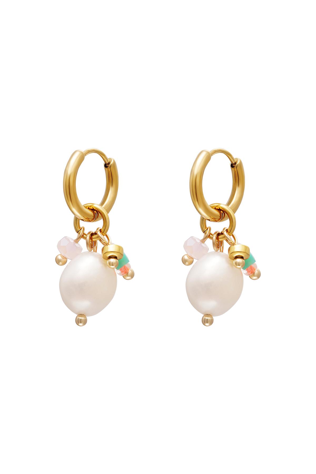 Dangling pearl earrings Gold Color Stainless Steel 2