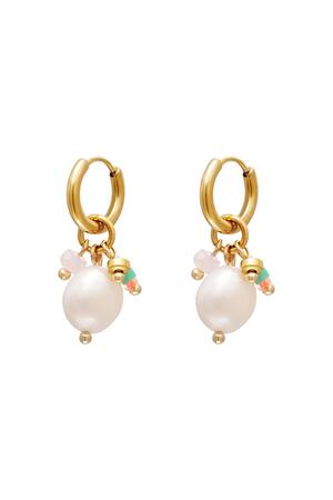 Pendientes colgantes de perlas Oro Acero inoxidable h5 