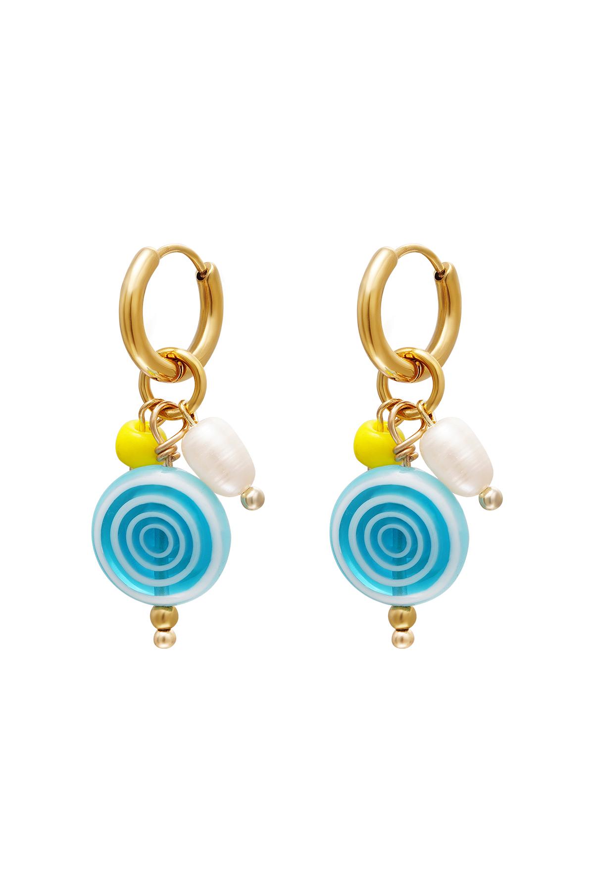 Dangling spiral earrings Blue & Gold Color Stainless Steel 2