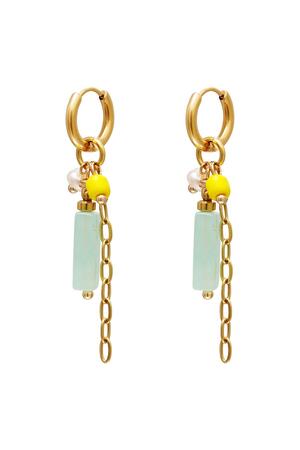 Coloured chain earrings Green & Gold Stainless Steel h5 