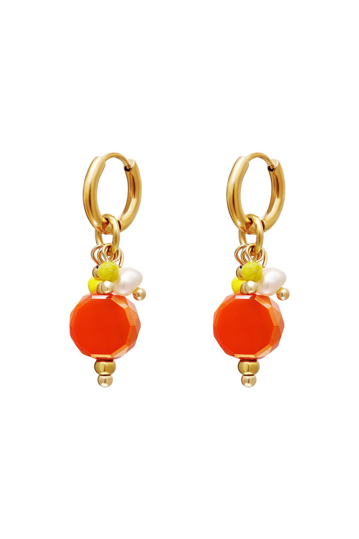 Dangling circle earrings Orange & Gold Stainless Steel h5 