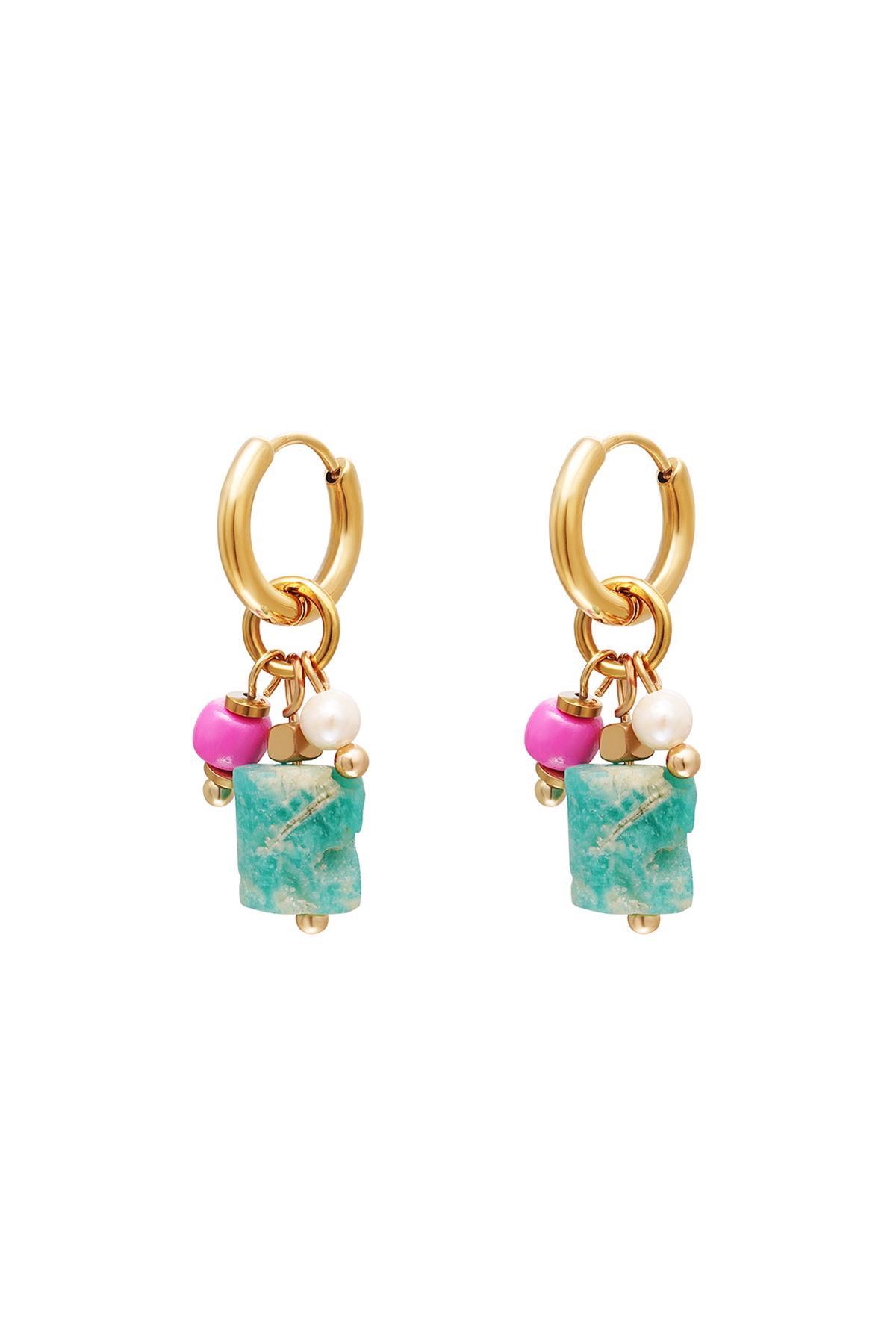 Dangling block earrings Blue & Gold Stainless Steel 