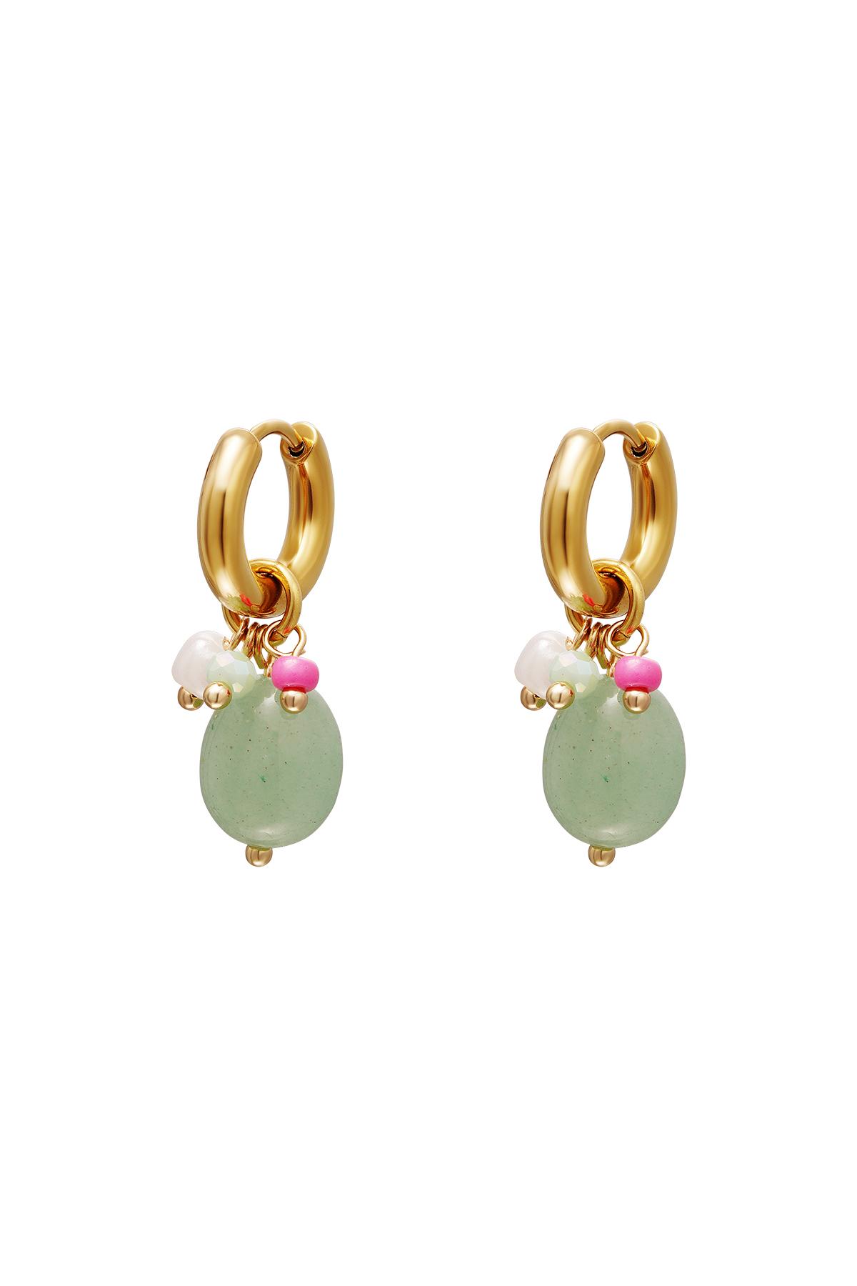 Dangling earrings Green & Gold Stainless Steel 