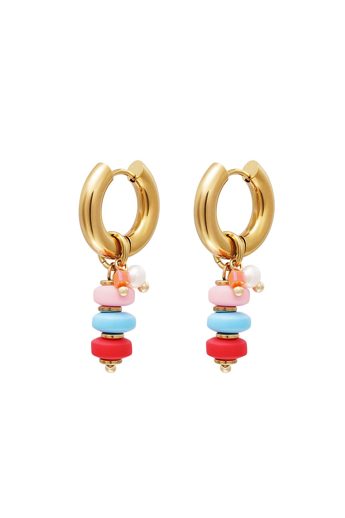 Colourful beads earrings Gold Stainless Steel h5 