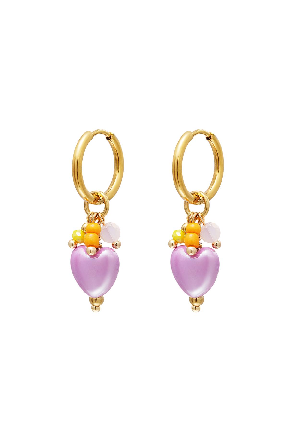 Dangling heart earrings Purple Stainless Steel h5 