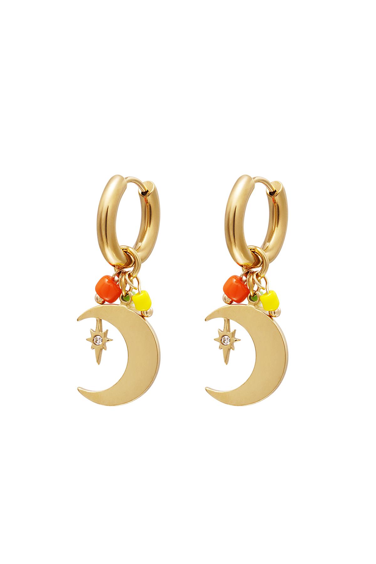 Dangling moon earrings Gold Color Stainless Steel