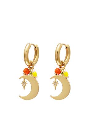 Dangling moon earrings Gold Stainless Steel h5 