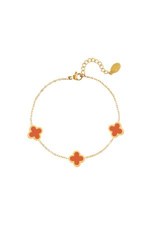 Bracelet three colorful clovers - orange Orange & Gold Stainless Steel h5 