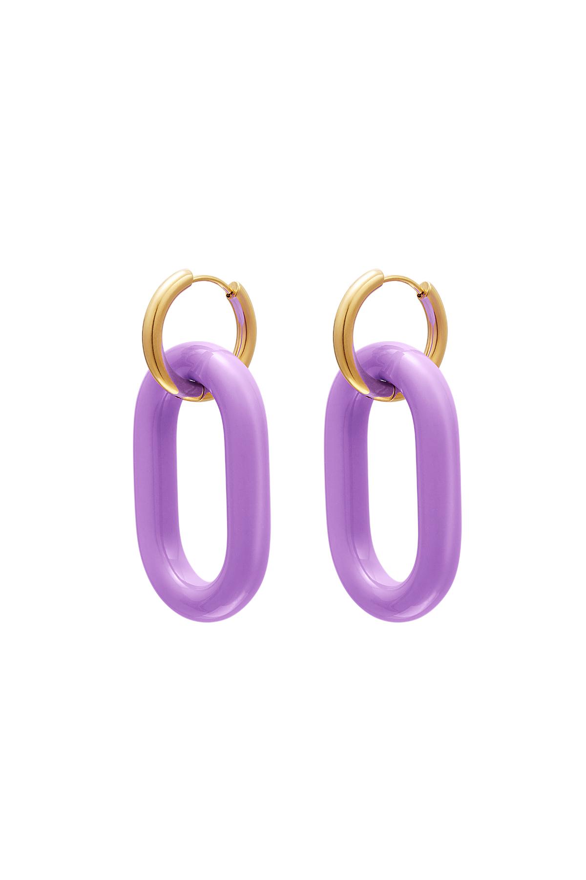Renkli çapa bağlantılı küpeler - #summergirls koleksiyonu Purple Stainless Steel