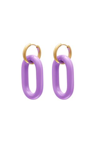 Boucles d'oreilles maillons ancre colorés - collection #summergirls Violet Acier inoxydable h5 