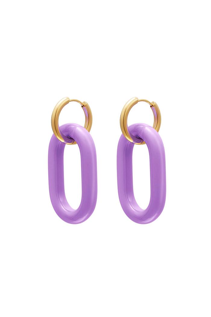 Kleurrijke oorbellen met ankerschakel - #summergirls collection Paars Stainless Steel 