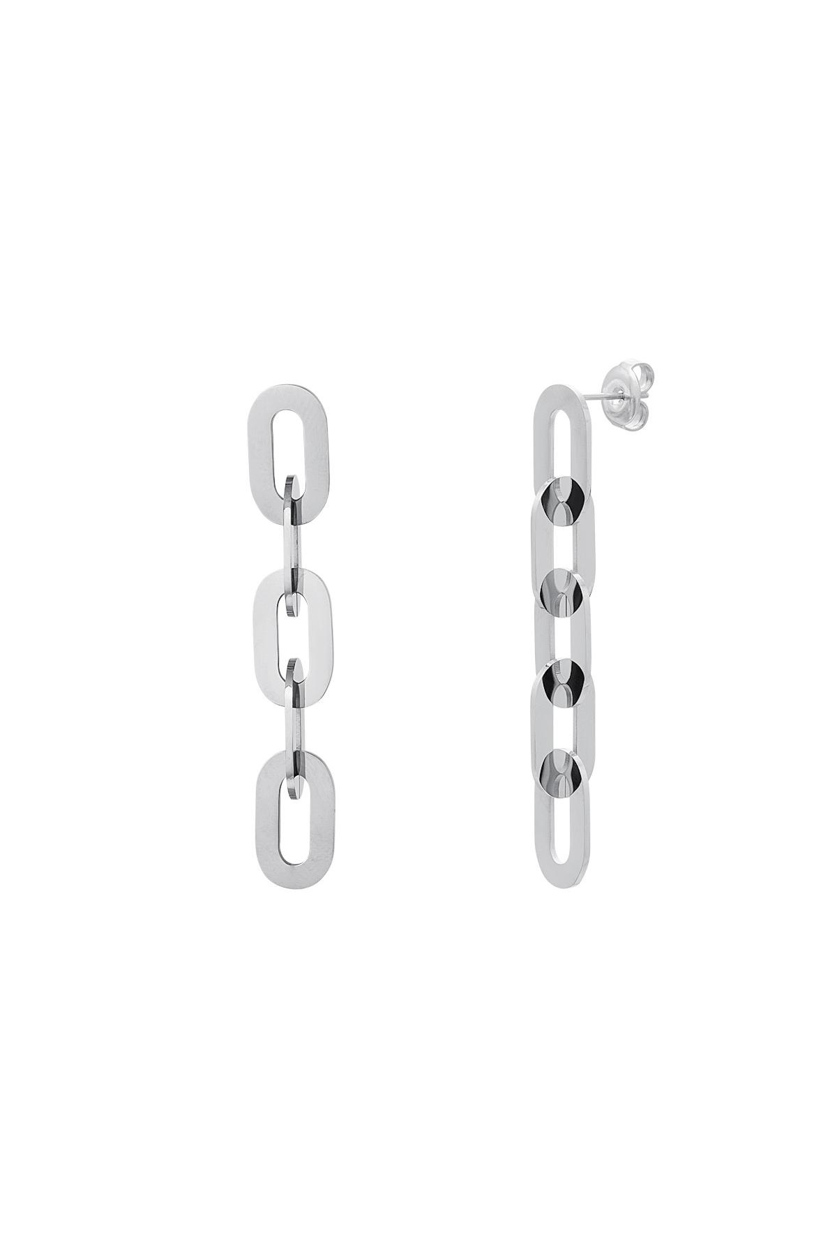 Stainless steel earrings linked chain Silver