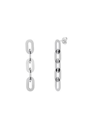 Stainless steel earrings linked chain Silver h5 