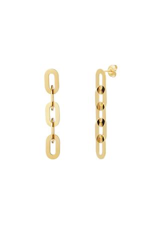 Stainless steel earrings linked chain Gold h5 