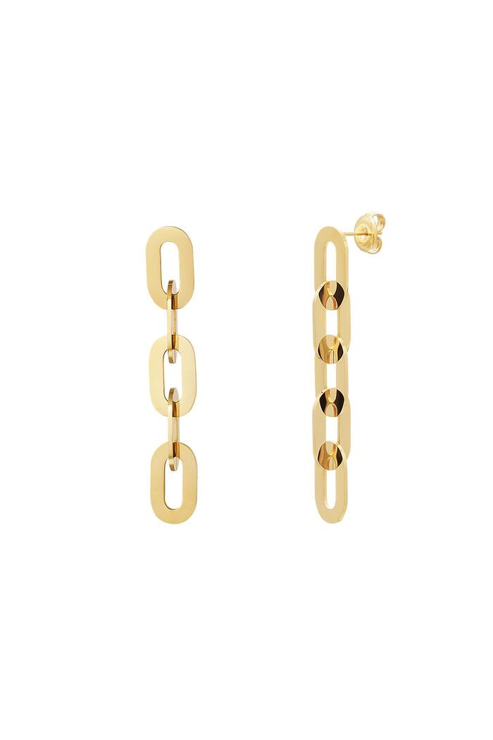 Stainless steel earrings linked chain Gold 