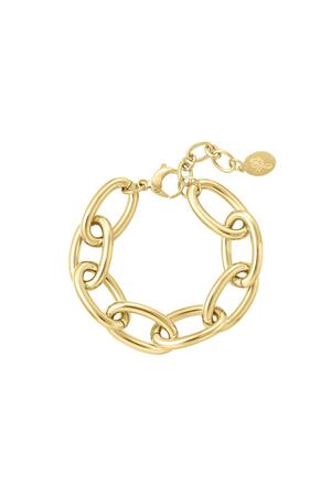 Bracciale grosso a catena con maglie larghe Gold Stainless Steel h5 