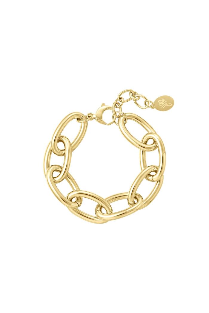 Bracciale grosso a catena con maglie larghe Gold Stainless Steel 