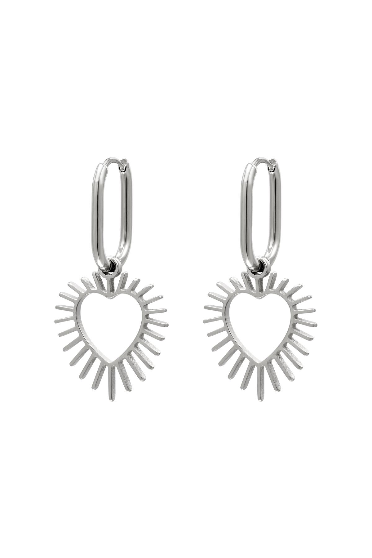 Stainless steel earrings radiant heart Silver Sheet Material
