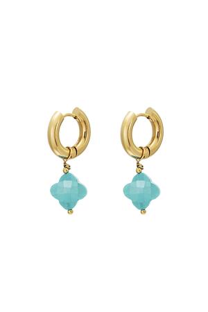 Klaver oorbellen - #summergirls collection Blauw & Gold Stainless Steel h5 
