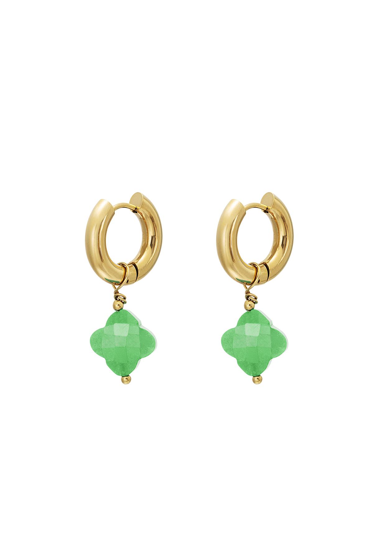 Klaver oorbellen - #summergirls collection Green &amp; Gold Stainless Steel