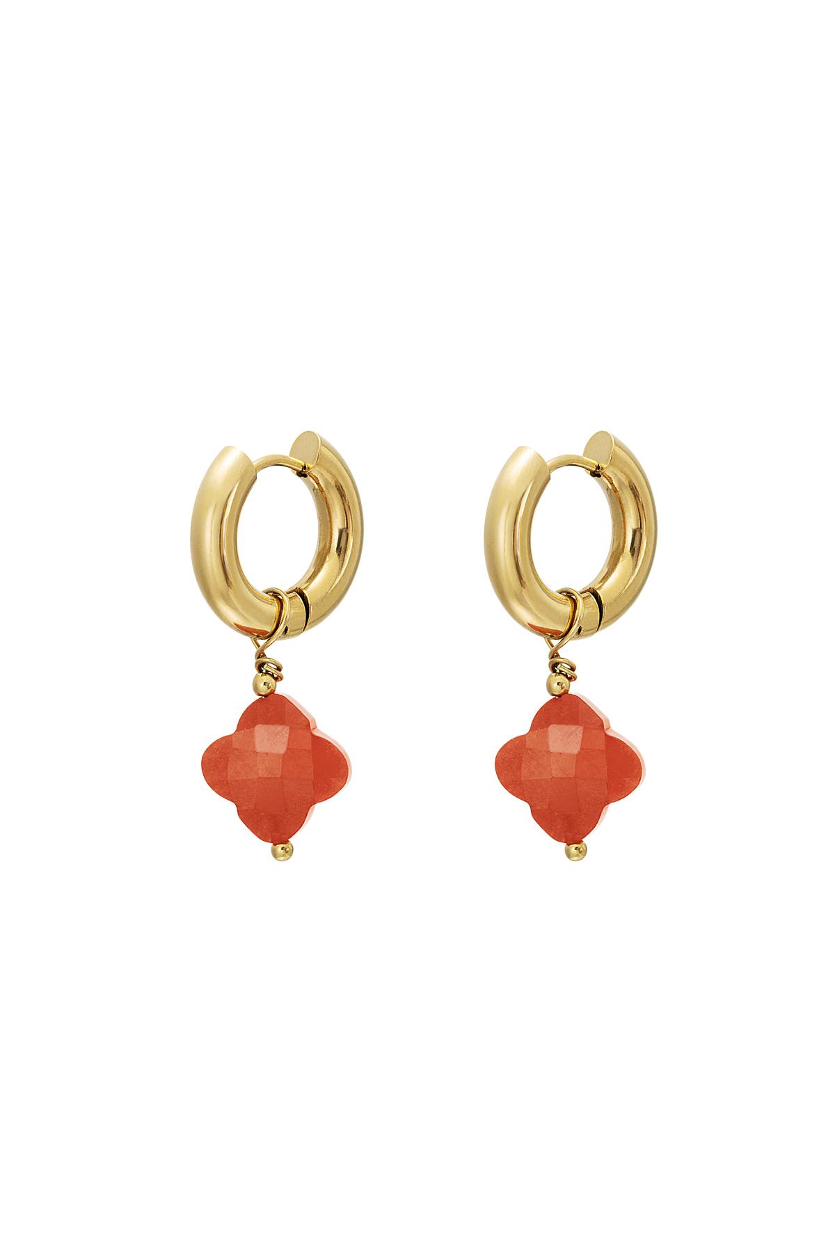 Clover earrings - #summergirls collection Orange & Gold Color Stainless Steel