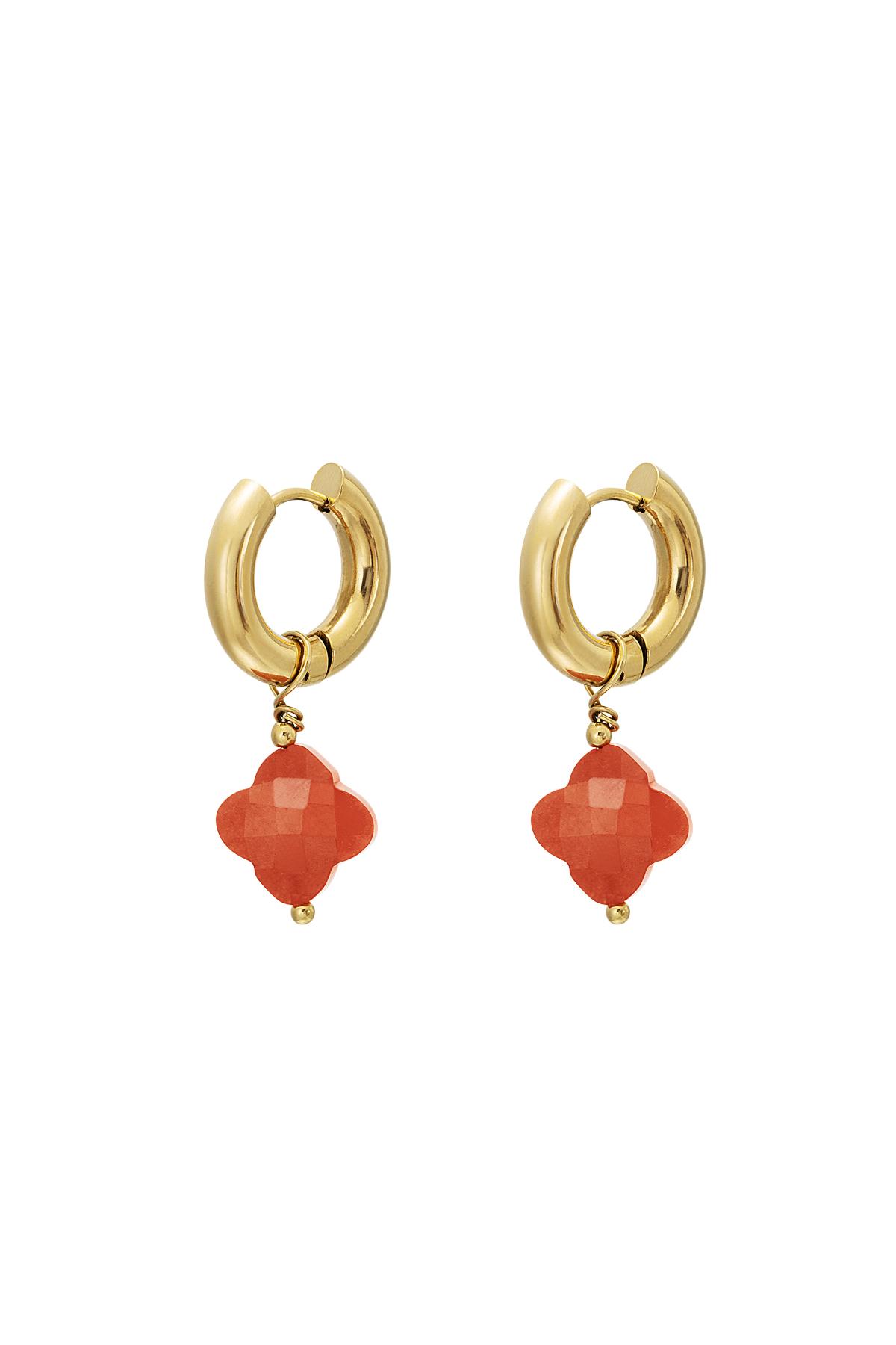 Yonca küpeler - #summergirls koleksiyonu Orange & Gold Stainless Steel 