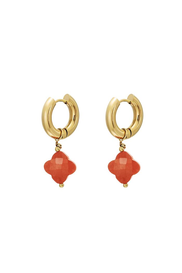 Yonca küpeler - #summergirls koleksiyonu Orange & Gold Stainless Steel 