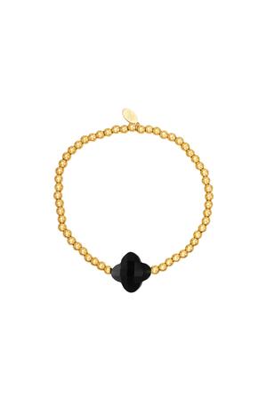 Bracelet trèfle - collection #summergirls Noir & Or Hématite h5 