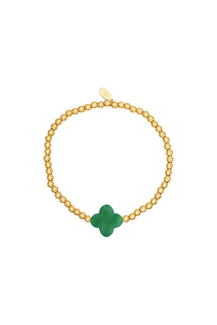 Bracelet trèfle - collection #summergirls Vert & Or Hématite 