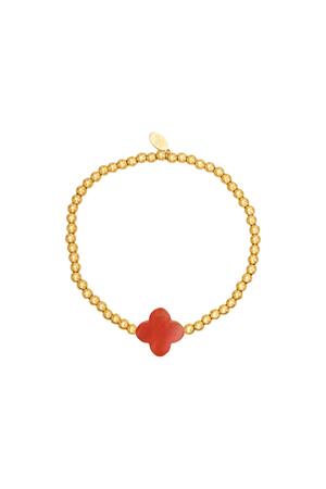 Bracelet trèfle - collection #summergirls Orange & Or Hématite h5 