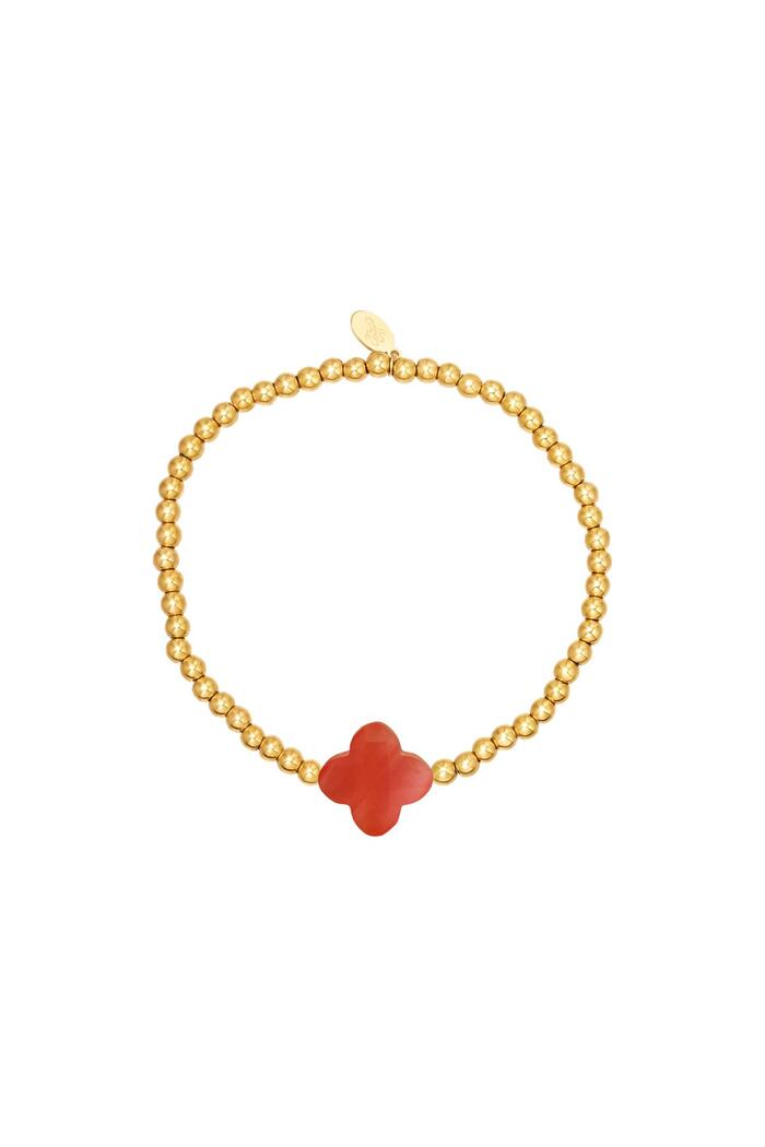 Bracelet trèfle - collection #summergirls Orange & Or Hématite 
