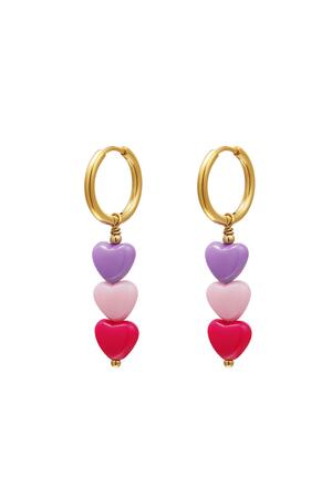 Pendientes corazones de colores - colección #summergirls Rosado Acero inoxidable h5 
