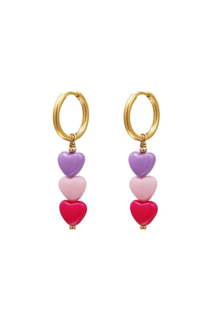 Pendientes corazones de colores - colección #summergirls Rosado Acero inoxidable 