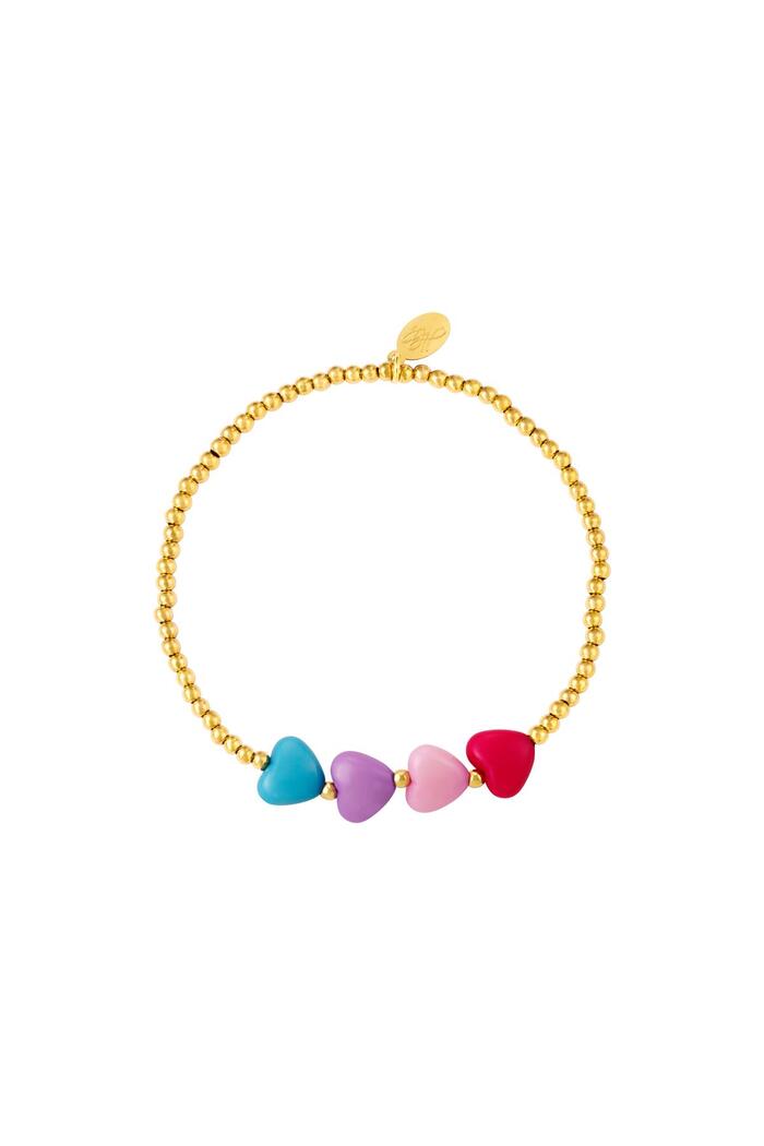 Kleurrijke hartjes armband - #summergirls collection Goud Hematiet 